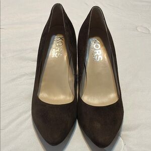 Michael Kors Brown Suede Heels with Rounded Toe
